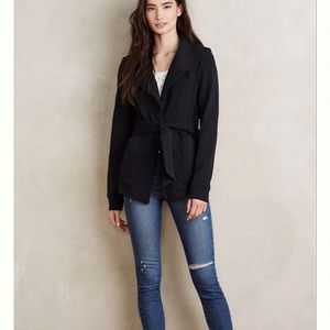 Anthropologie Saturday Sunday Bon Voyage Black Open Cardigan Jacket Wrap Large